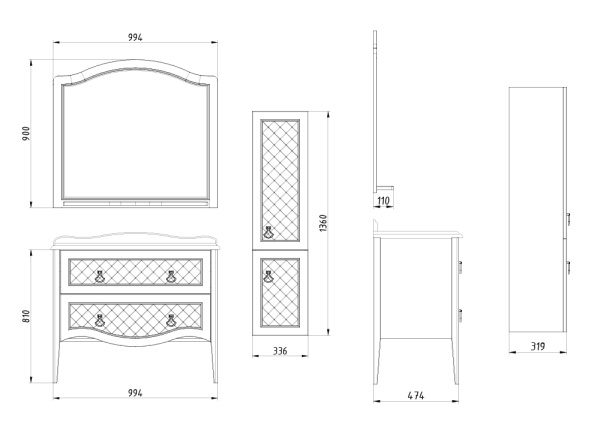 Зеркало ASB Woodline Верано 100 11976 фото