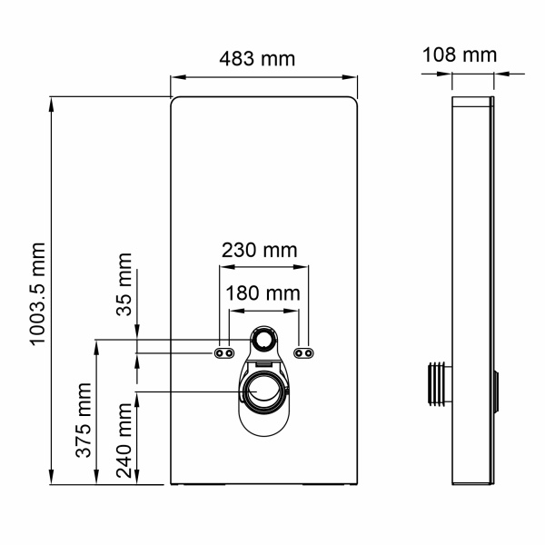 Пристенный модуль системы инсталляции для унитазов WasserKRAFT Naab 86TLT.040.SE.BL фото