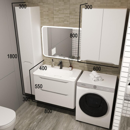 Тумба под раковину Style Line Марелла 80 Люкс Plus СС-00002410 белый матовый антискрейтч фото