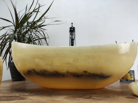 Накладная раковина из оникса Oval Yellow OO-01065 (55*38*19) фото