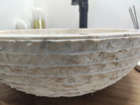 Накладная раковина из мрамора Bowl Marmo Cream Medium BM-00029 (45*45*15см) фото