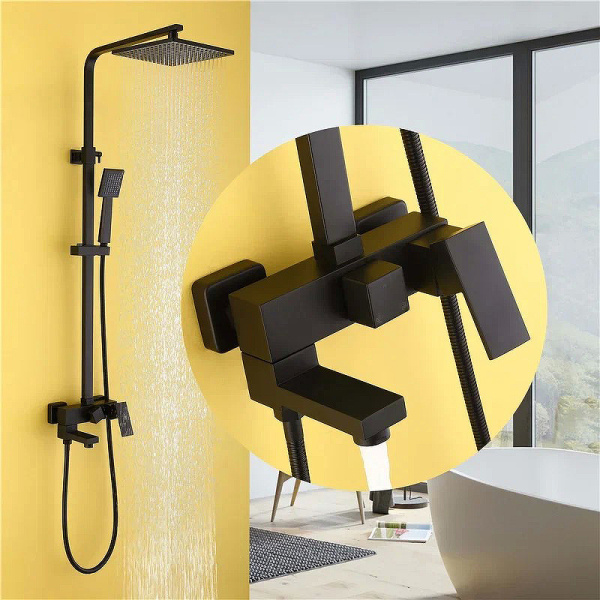 Душевая система Abber Daheim AF8216B Черная матовая фото