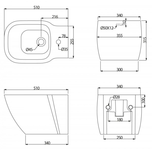 Биде подвесное BelBagno Aldina BB114BH фото