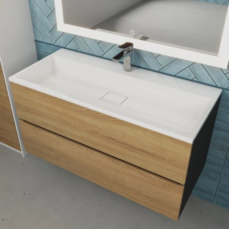 Тумба под раковину Uperwood Barsa 100 293020540 черная/дуб сонома фото
