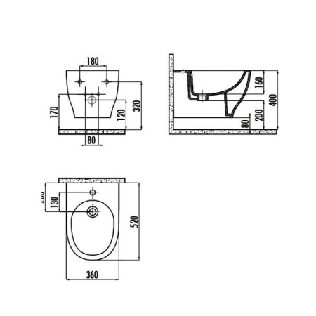 Биде Creavit Mare MA510-00CB00E-0000 подвесное Белое фото