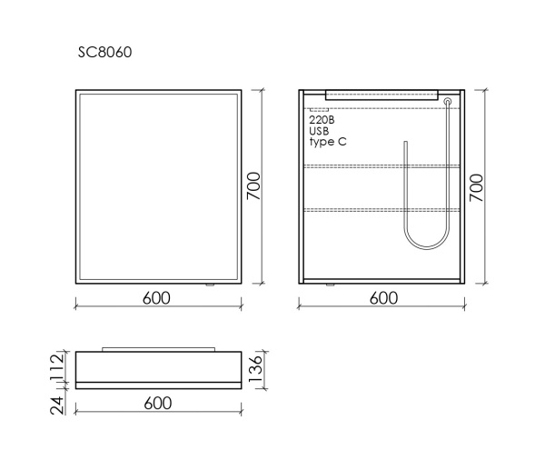 Зеркало-шкаф с подсветкой Sancos Evoke SC8060 60x70 фото