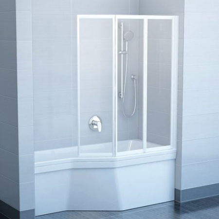 Шторка для ванны складная Ravak Supernova VS3 100 795P0100Z1 бел/transparent прозрачное стекло фото