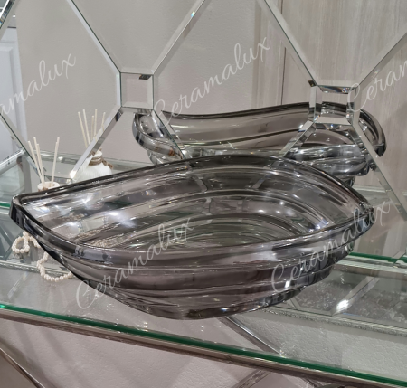 Накладная раковина из стекла CeramaLux GL50G 50x36 графит фото