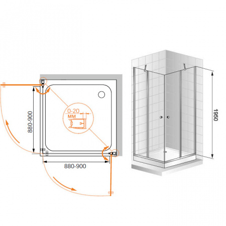 Душевой уголок Cezares Elena ELENA-A-2-90-C-Cr 90х90 фото