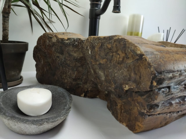 Накладная раковина из окаменелого дерева FS-0407 (54*40*17см) фото