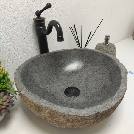 Накладная раковина из речного камня RS01531 (43*41*15) C15 фото