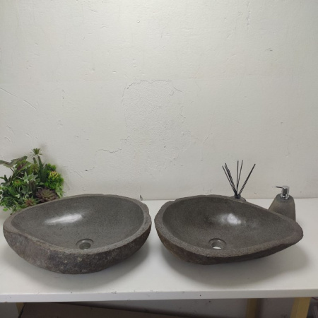 Раковина из речного камня ПАРА!!! RS01730 (55*42*15) фото