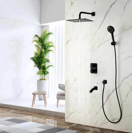 Душевая система скрытого монтажа с термостатом Lemark Bronx LM3742BL  фото