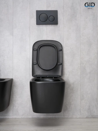 Подвесной унитаз безободковый GID Tr2140Bm 62255Y черный матовый, с сиденьем фото