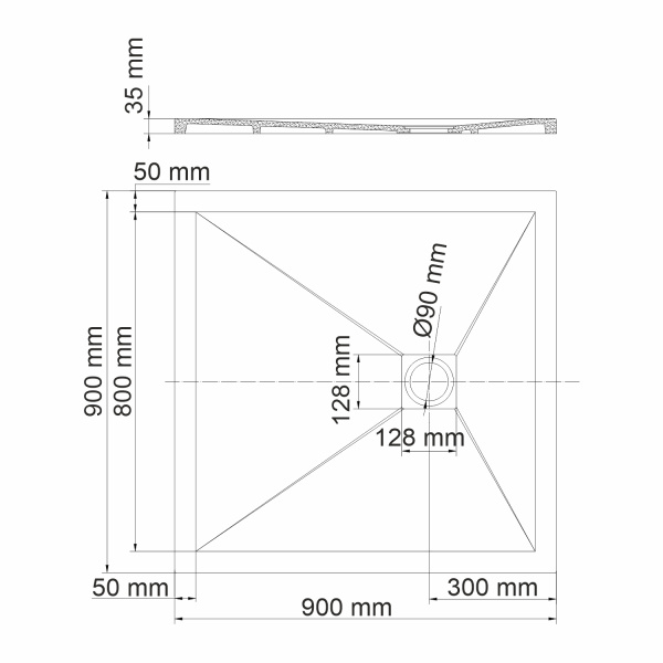 Поддон для душа WasserKRAFT Dill 61T03 90x90 под дерево фото