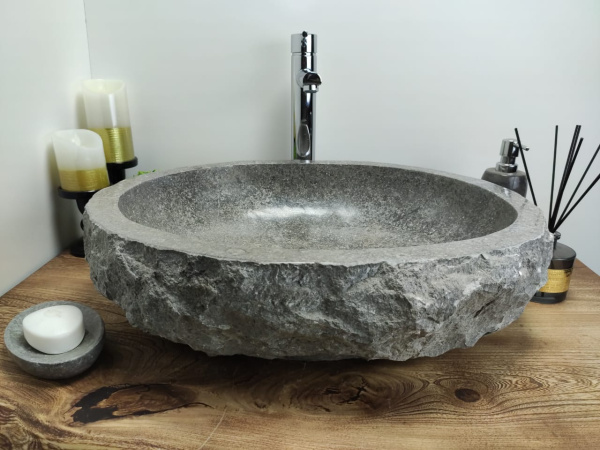 Накладная раковина из мрамора Erozy Grey EM-00354 (56*46*15см) фото