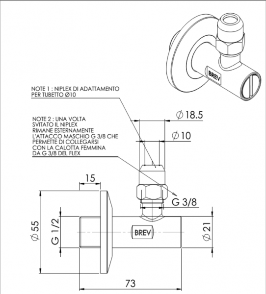 Вентиль запорный Nobili Shower (AV00121CR) с фильтром (хром) фото