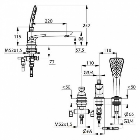 Смеситель на борт ванны Kludi Balance 524479175 фото