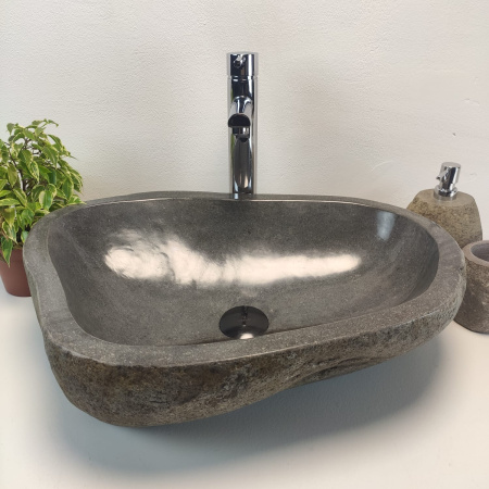 Накладная раковина из речного камня RS0931 (56*40*15) фото