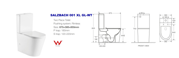 Унитаз напольный WeltWasser Salzbach WW SALZBACH 001 XL GL-WT белый глянец фото
