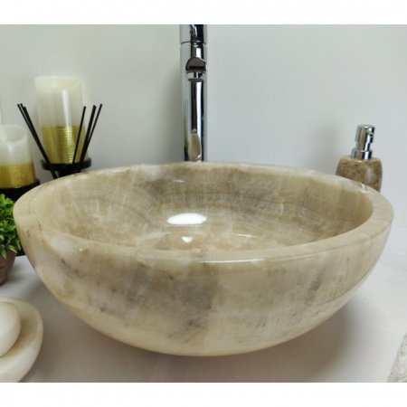 Накладная раковина из оникса Indo Bowl Grey Small TinLip BO-00329 фото