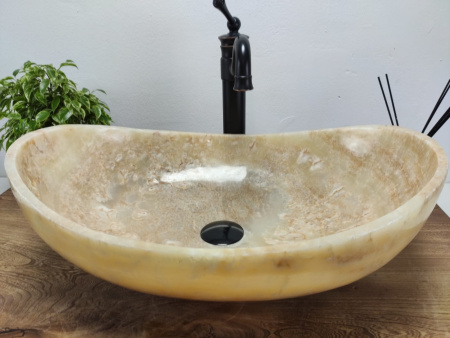 Накладная раковина из оникса Oval Yellow OO-01033 (55*38*19) фото