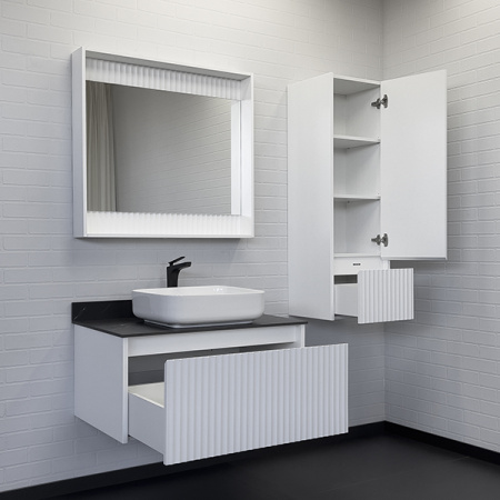 Тумба Comforty Марсель-90 00-00013795 со столешницей под мрамор Калакатта Блэк c раковиной Comforty T-Y9378 фото