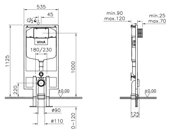 Комплект VitrA Normus 9773B003-7202 кнопка глянцевый хром фото