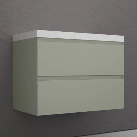 Тумба подвесная под раковину Style Line Манхэттен 80 ЛС-00002361 олива фото