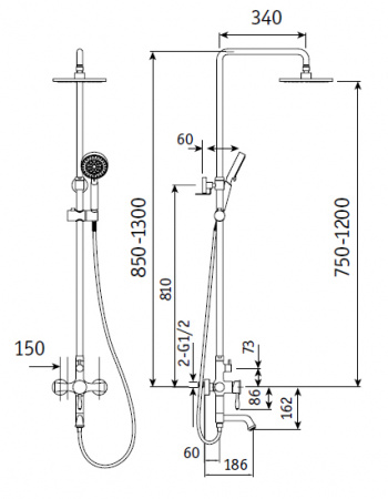 Душевая система (стойка) Gllon C013 CP фото