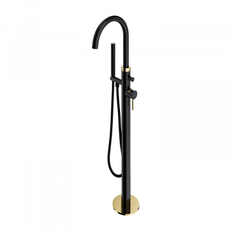 Смеситель для ванны напольный Omnires Y Y1233BLGL черный/золото фото