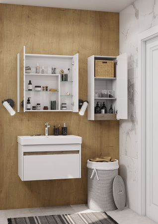 Подвесной шкаф Акватон Марти 1A270203MY010 белый глянцевый / дуб эдгрейн фото