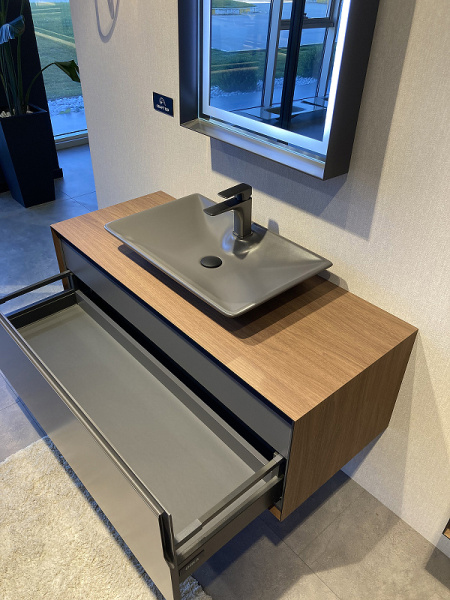 Тумба с накладной раковиной Orka Craft 80 5003987 орех/антрацит фото