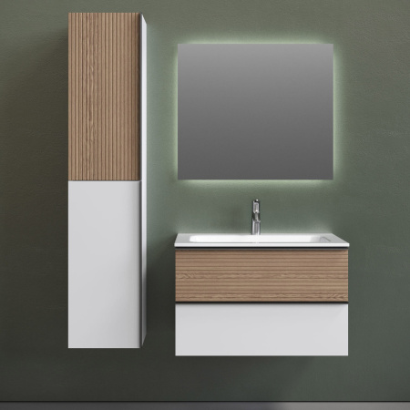 Тумба под раковину Sancos Delta DL80W дуб светлый/белый фото