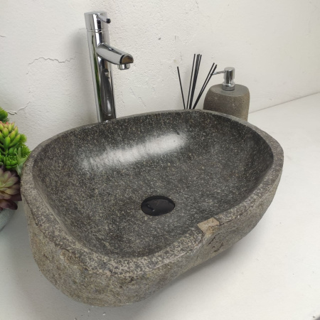 Накладная раковина из речного камня RS01378 (48*43*15) фото