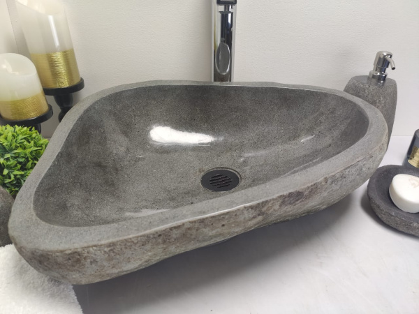 Накладная раковина из речного камня RSM0694 (47*39*15) фото