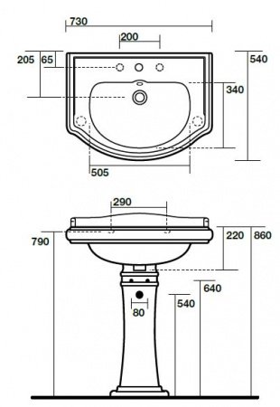 Подвесная раковина Kerasan Retro 104704 nero*1 фото