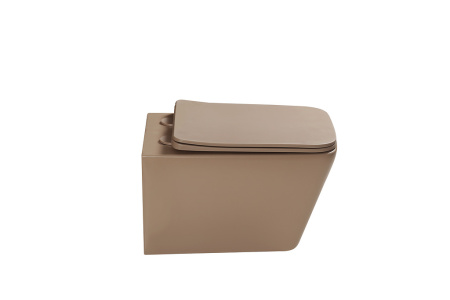 Подвесной унитаз безободковый SantiLine SL-5007KH с сиденьем, светло-коричневый матовый фото