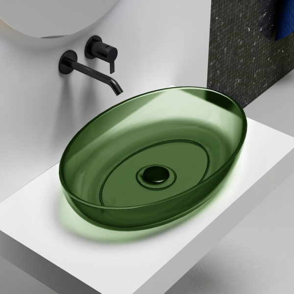 Накладная раковина Abber Kristall AT2801Emerald 60x40 зеленая фото