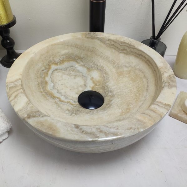 Накладная раковина из оникса Bowl Blitar Small BO-00610 (3cm) (35*35*12см) фото