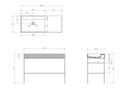 Консоль с раковиной Abber Stein AS2647 120x48 белая матовая фото