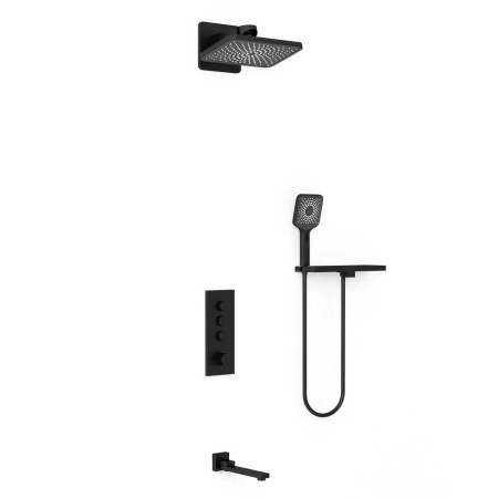 Душевая система скрытого монтажа с термостатом Vincea Inspire VSFW-433TI4RMB черная матовая фото