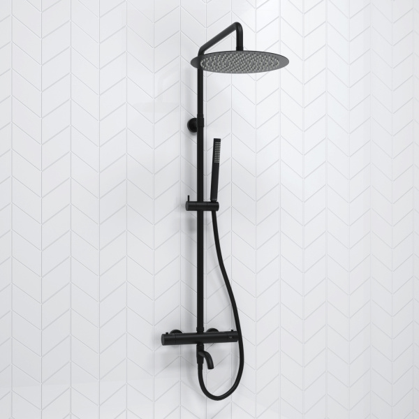 Душевая система (стойка) с термостатом WasserKRAFT Thermo A288.160.217.BM черная матовая фото