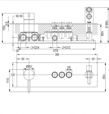 Смеситель для ванны Omnires Y GoClick Y1237/1GCCR фото