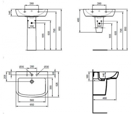 Подвесная раковина Ideal Standard Tempo T056301 65 см фото