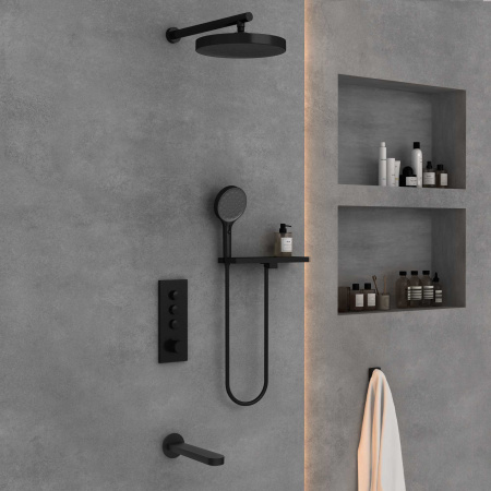 Душевая система скрытого монтажа с термостатом Vincea Inspire VSFW-433TI5RMB черная матовая фото