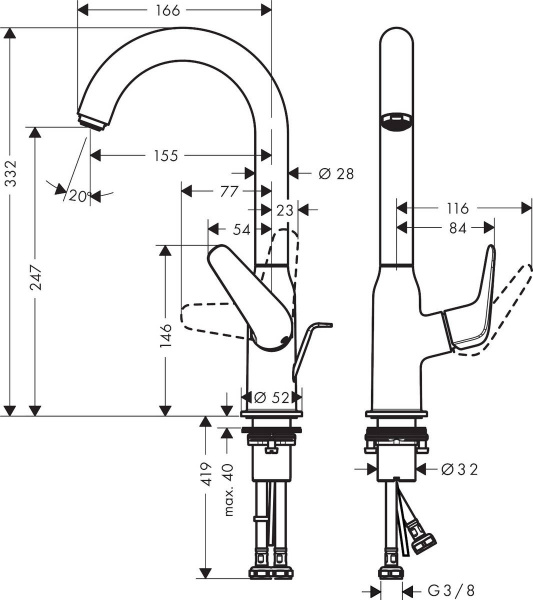 Смеситель для раковины Hansgrohe Novus 71126000 фото