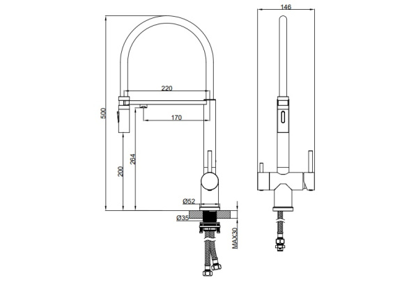 Смеситель для кухни с подключением к фильтру AltroBagno Flusso 050205GI золото фото