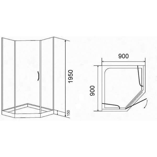 Душевой уголок Parly ZPE911B 90x90 черный фото