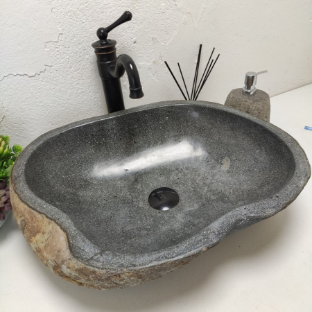 Накладная раковина из речного камня RS01521 (57*43*16) C4 фото